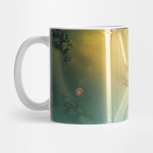 Beautiful fairy playing a harp in the sky Mug